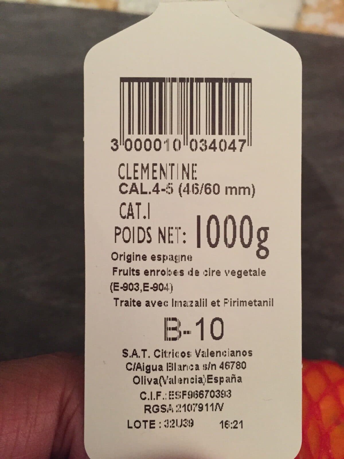 Open Food Facts Clementine packshot
