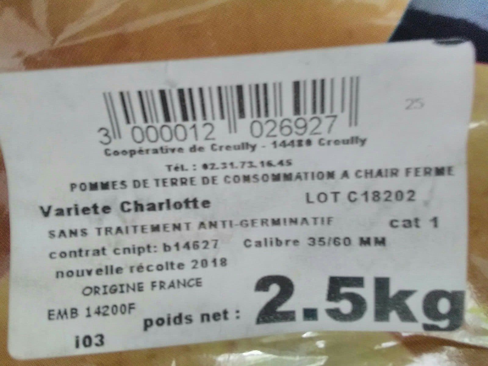 Open Food Facts Pdt Raclette / Charlotte, packshot
