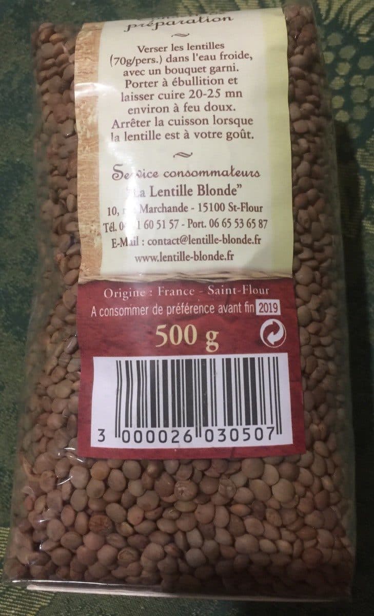 la lentille BLONDE de Saint-Flour Lentille Blonde De Saint Flour packshot