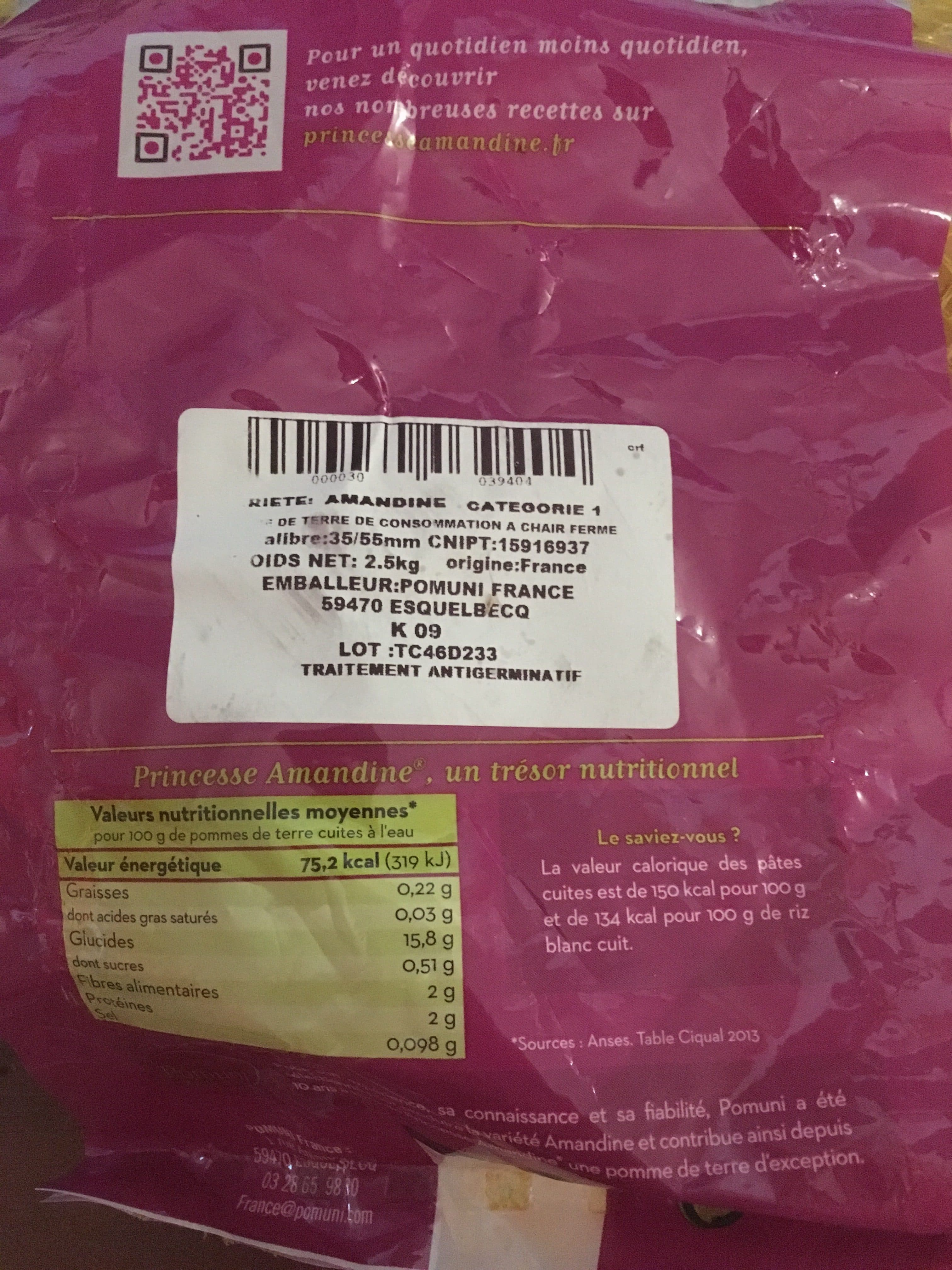 Pomuni Pommes de terre amandine filet packshot