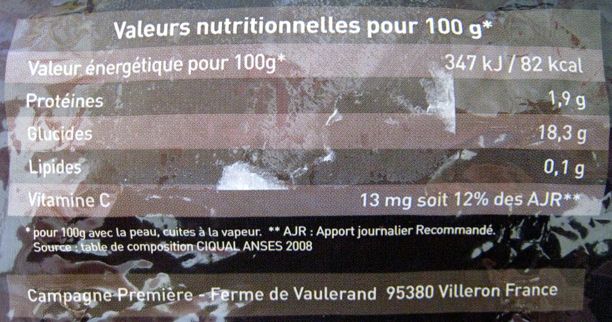 Campagne Première Pommes de terre VAPEUR Campagne Première packshot