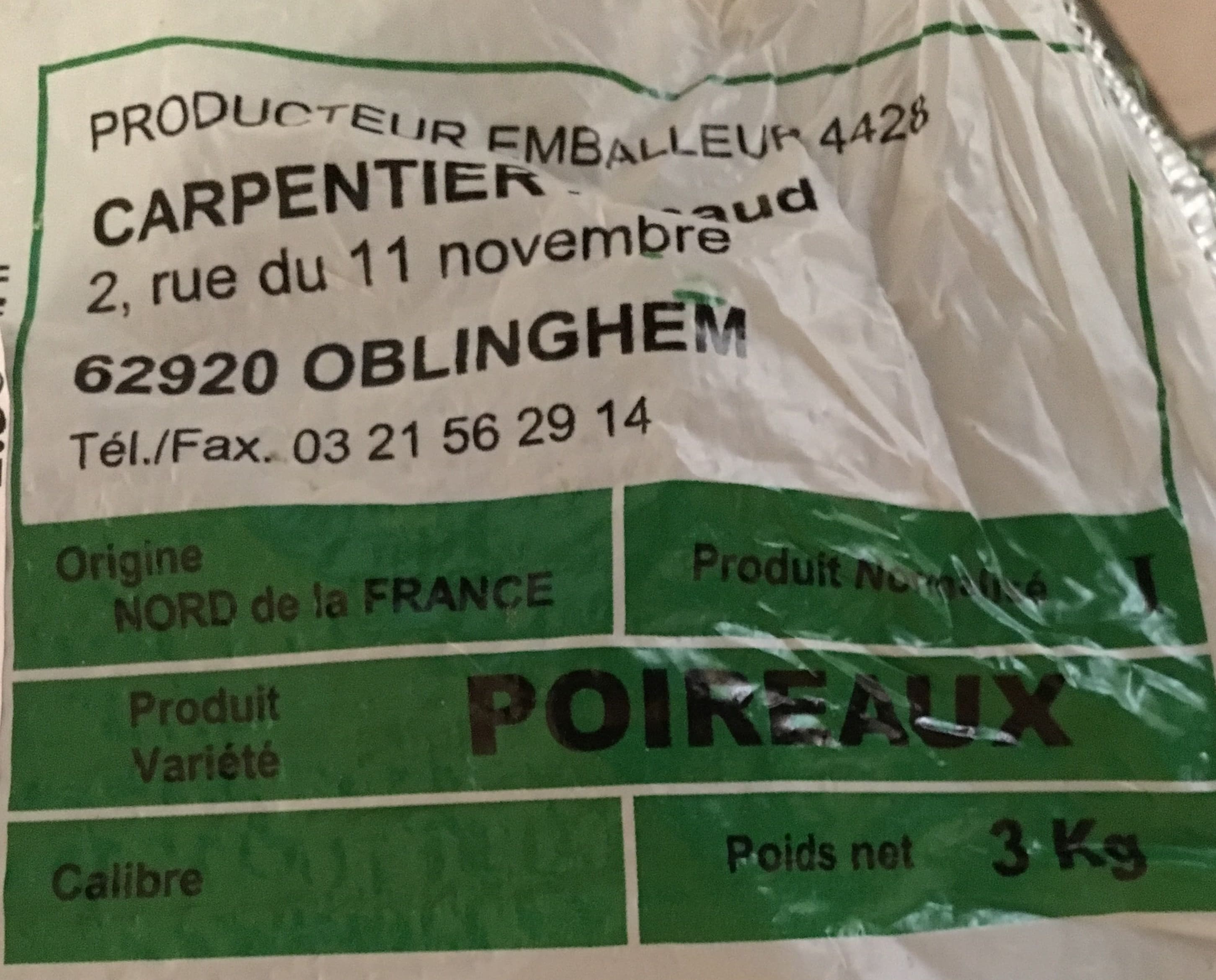 Carpentier Arnaud Poireaux packshot