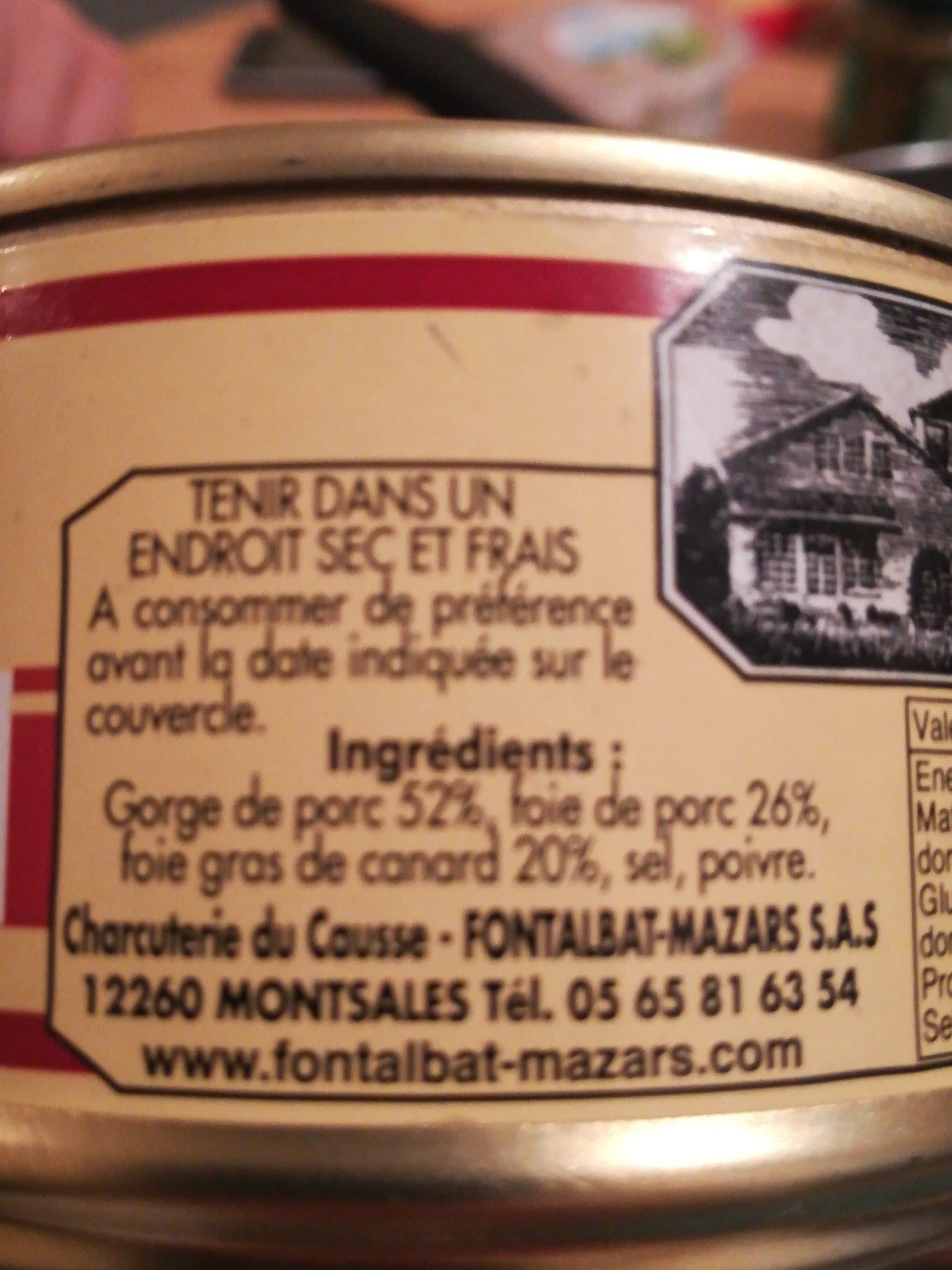 Fontalbat Mazars Pâté au foie de canard packshot