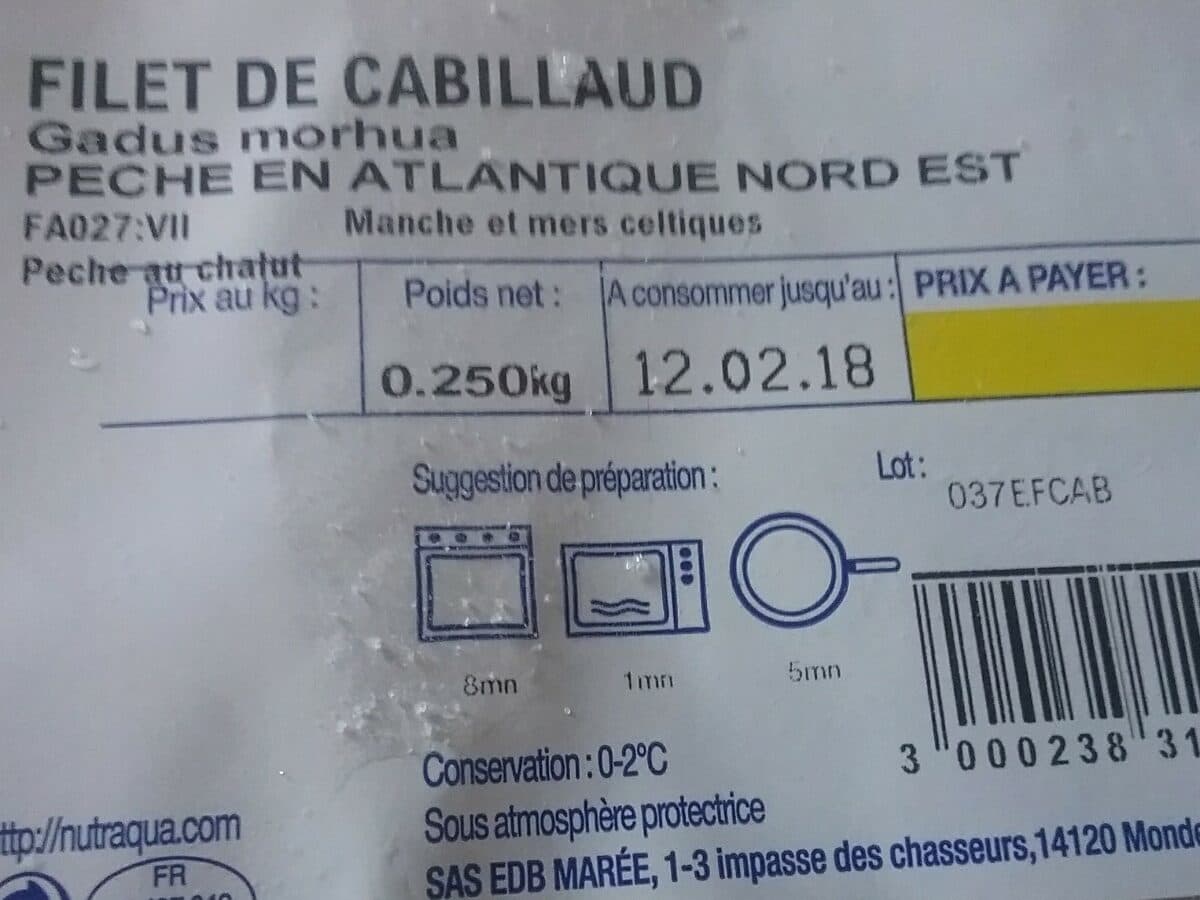 Open Food Facts Filet de cabillaud packshot