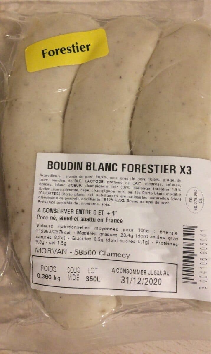 Morvan Charcuterie Salaison Boudin blanc forestier x3 packshot
