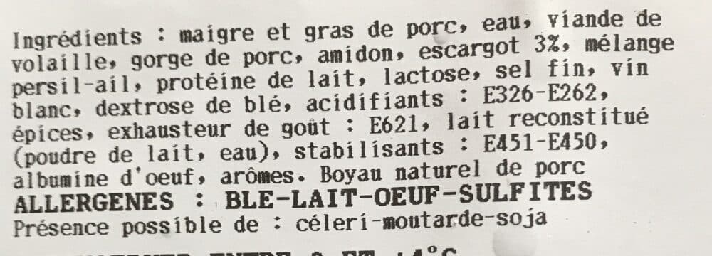 Open Food Facts Boudin blanc aux escargots packshot