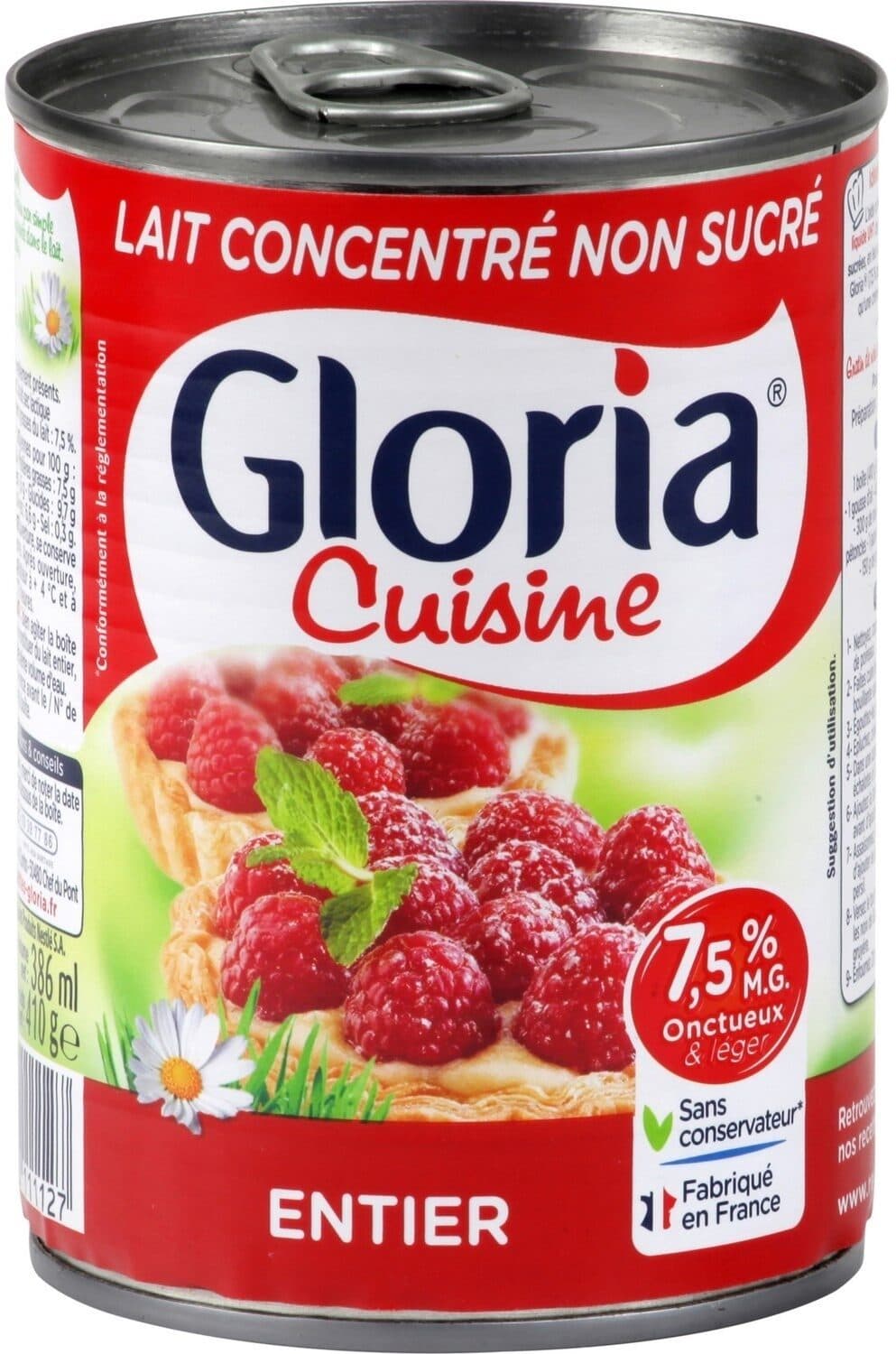 Gloria GLORIA Lait concentré non sucré entier boîte 410g packshot