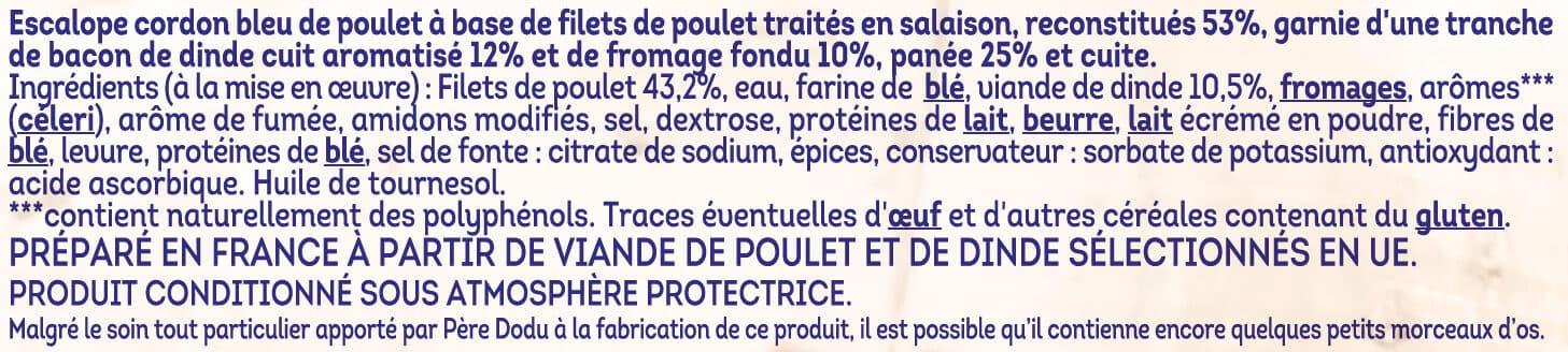 Père Dodu Escalope cordon bleu au bacon de dinde packshot