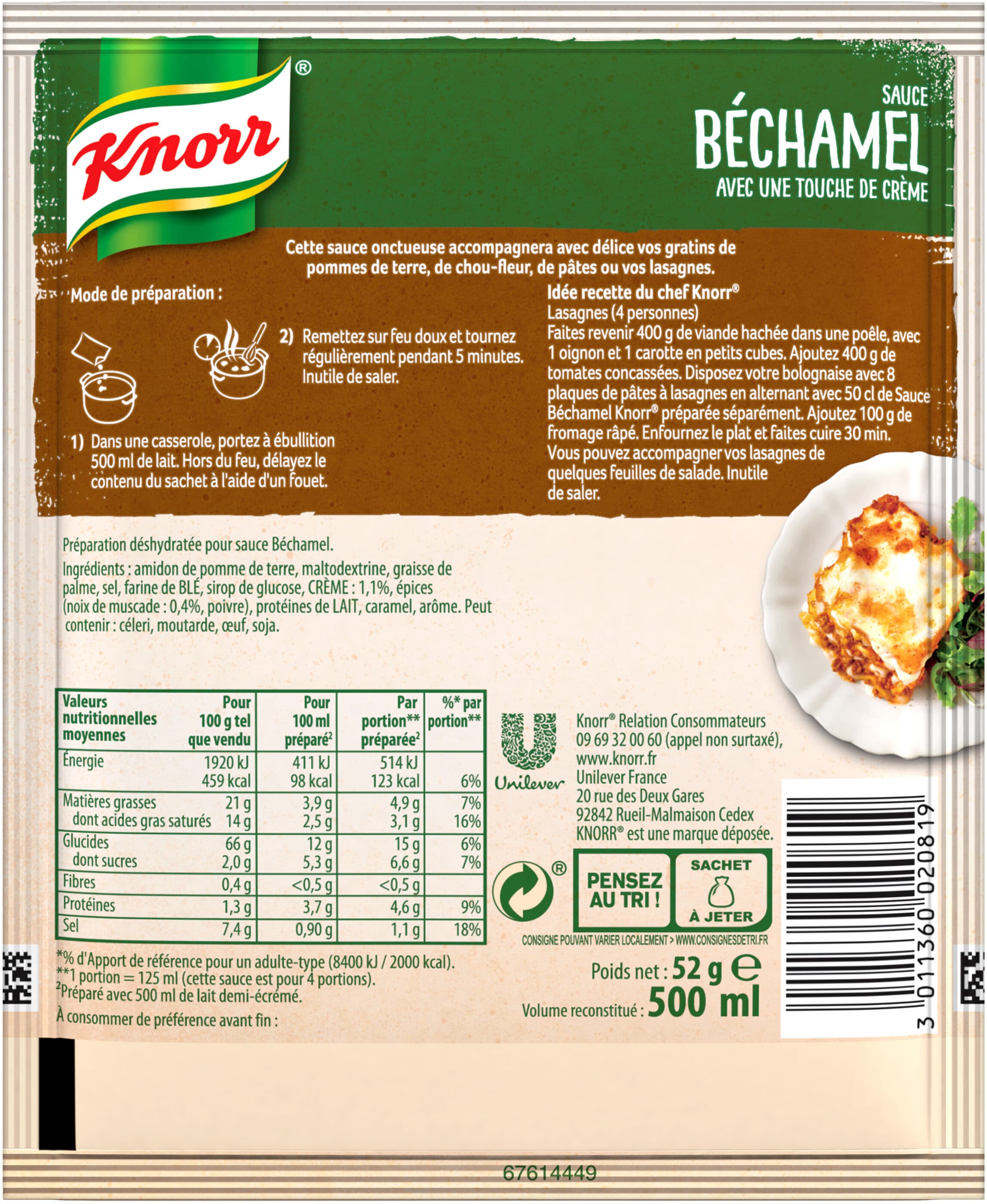 Knorr Knorr Sauce Déshydratée Béchamel 52g packshot
