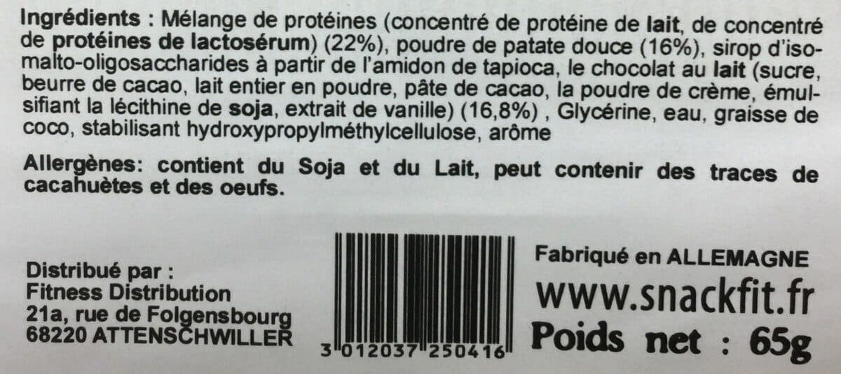 Open Food Facts Snackfit patate douce - Arôme Toffee/Chocolat packshot