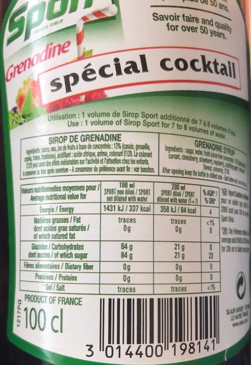 Open Food Facts Grenadine packshot