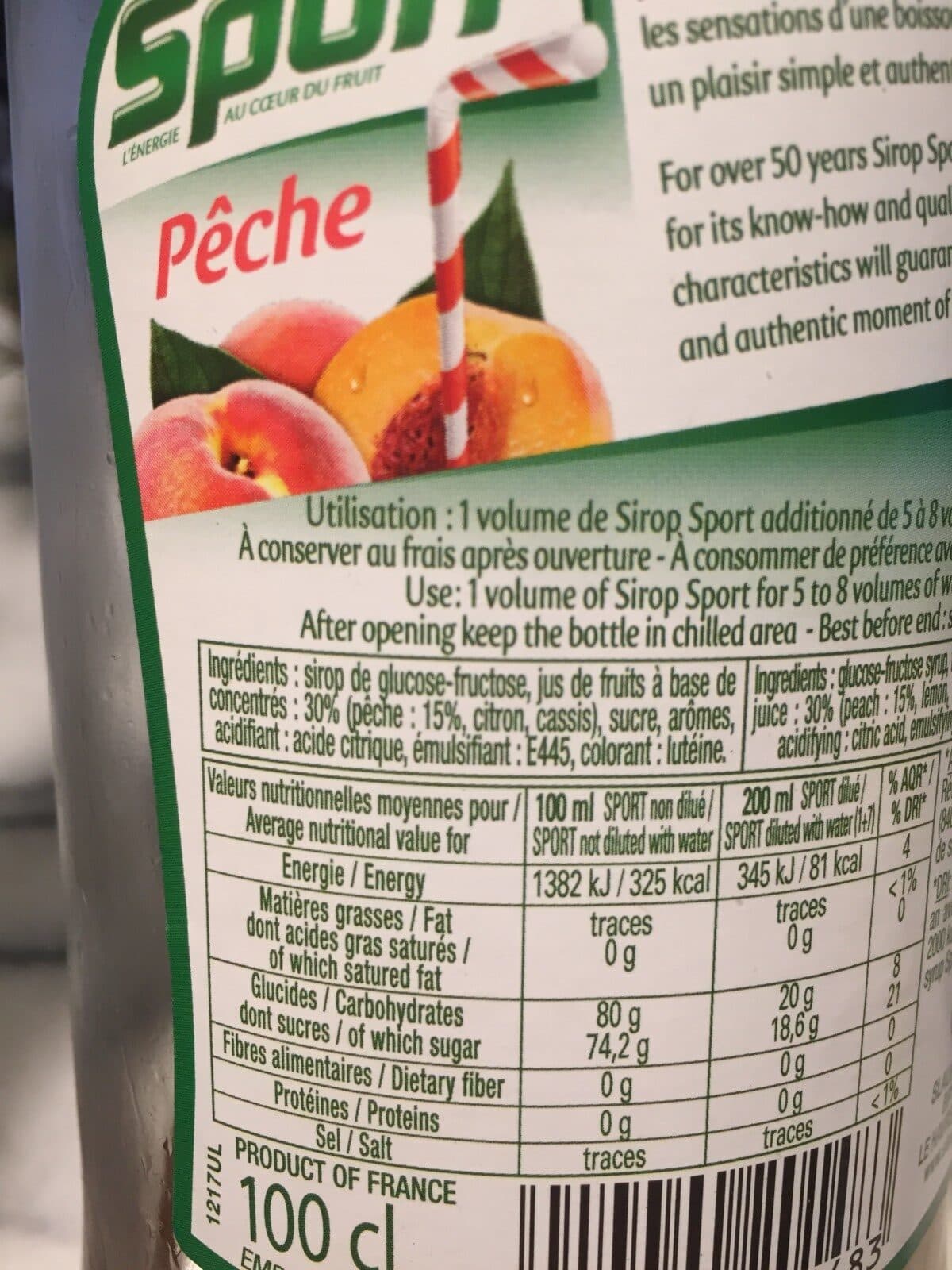 Open Food Facts Sirop sport peche packshot