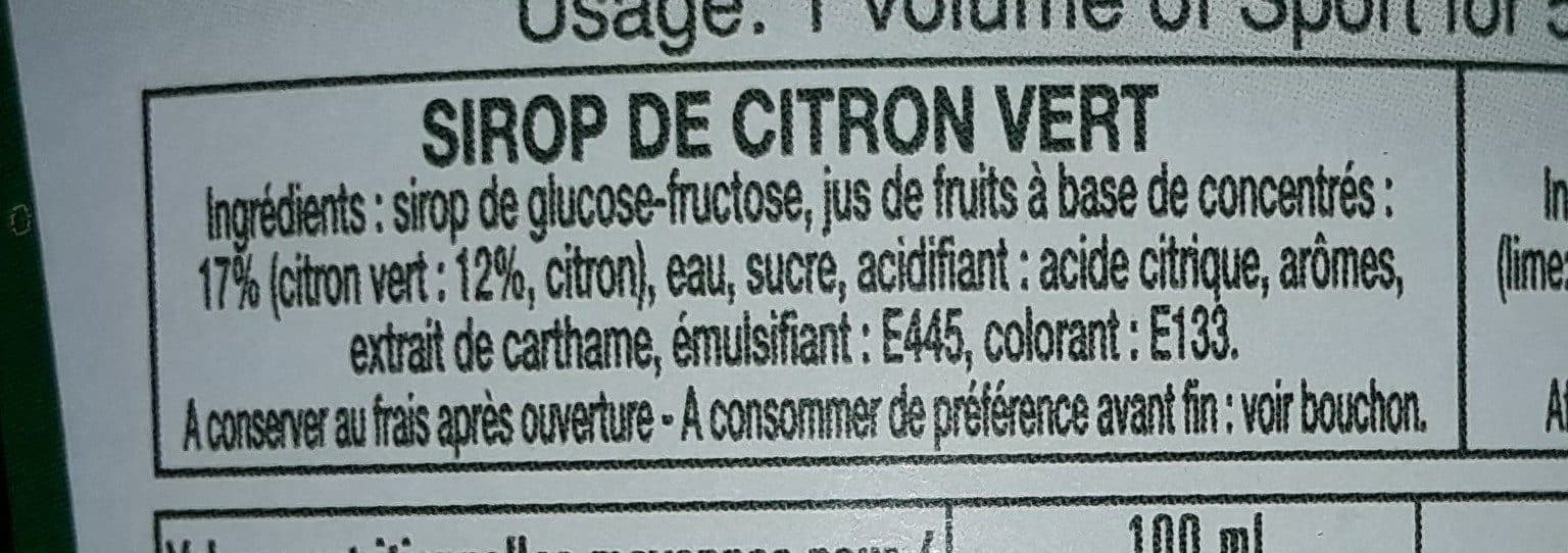 Sport Sirop Citron vert packshot