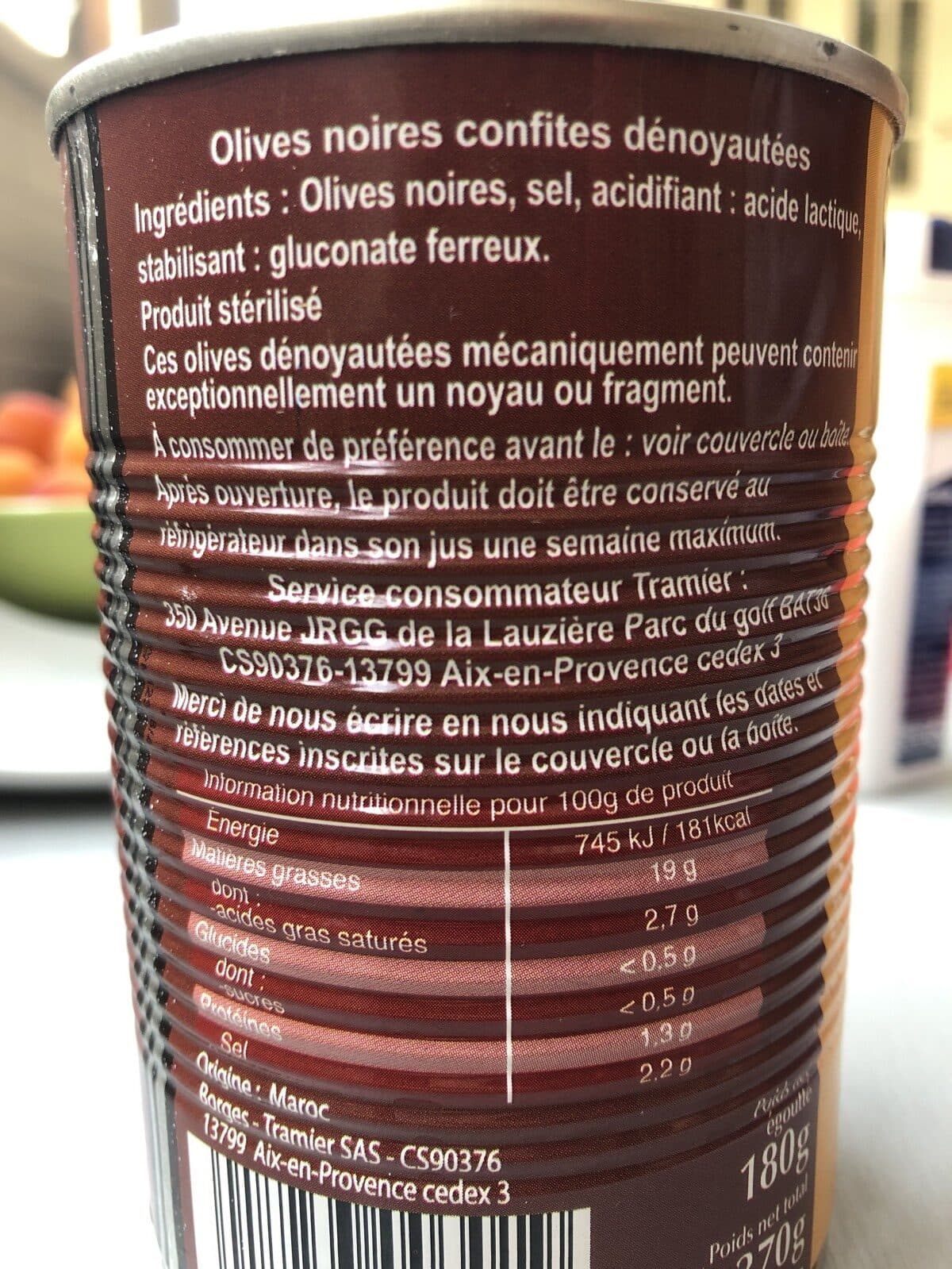 Tramier Olives noires dénoyautées packshot