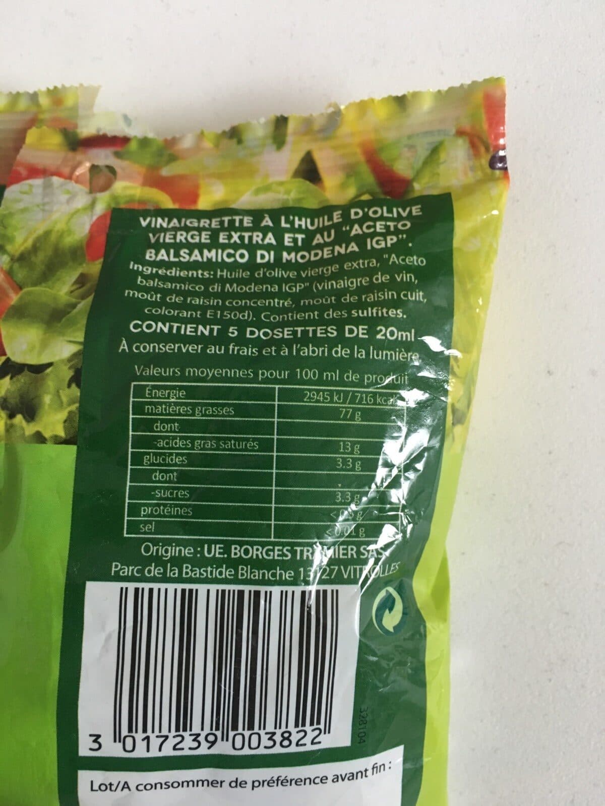 Tramier Sauce Vinaigrette à l'huile d'olive et Vinaigre Balsamique packshot