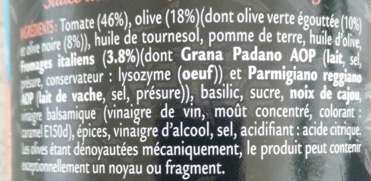 Tramier Sauce aux olives façon pesto rosso packshot