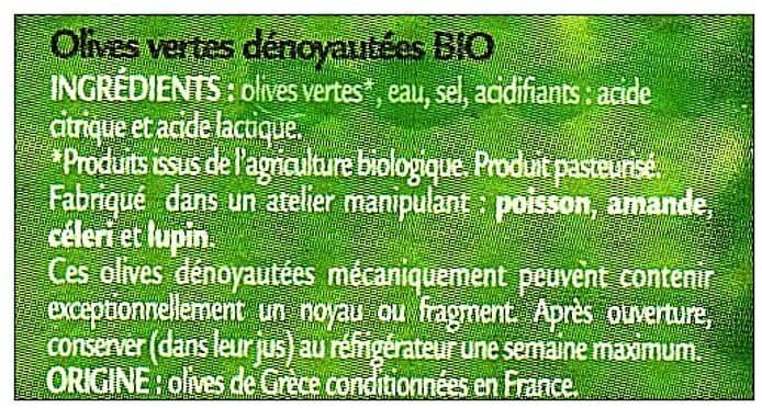 Tramier Olives vertes dénoyautées BIO packshot