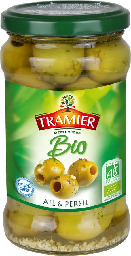 Tramier Olives vertes bio ail & persil packshot