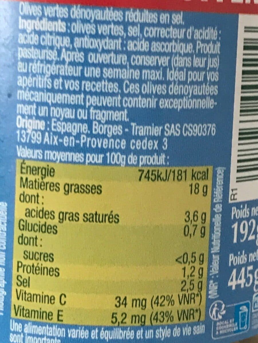 Open Food Facts Olives Dénoyautés packshot