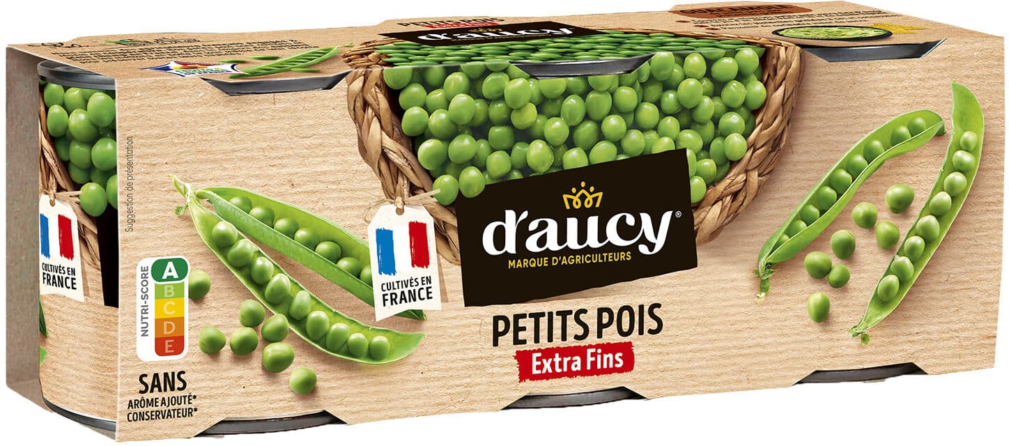 D'aucy Petits pois extra fins d'aucy cart.3x140g packshot