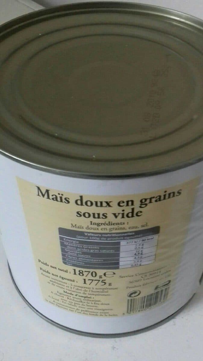 Open Food Facts Mais doux en grain sous vide packshot