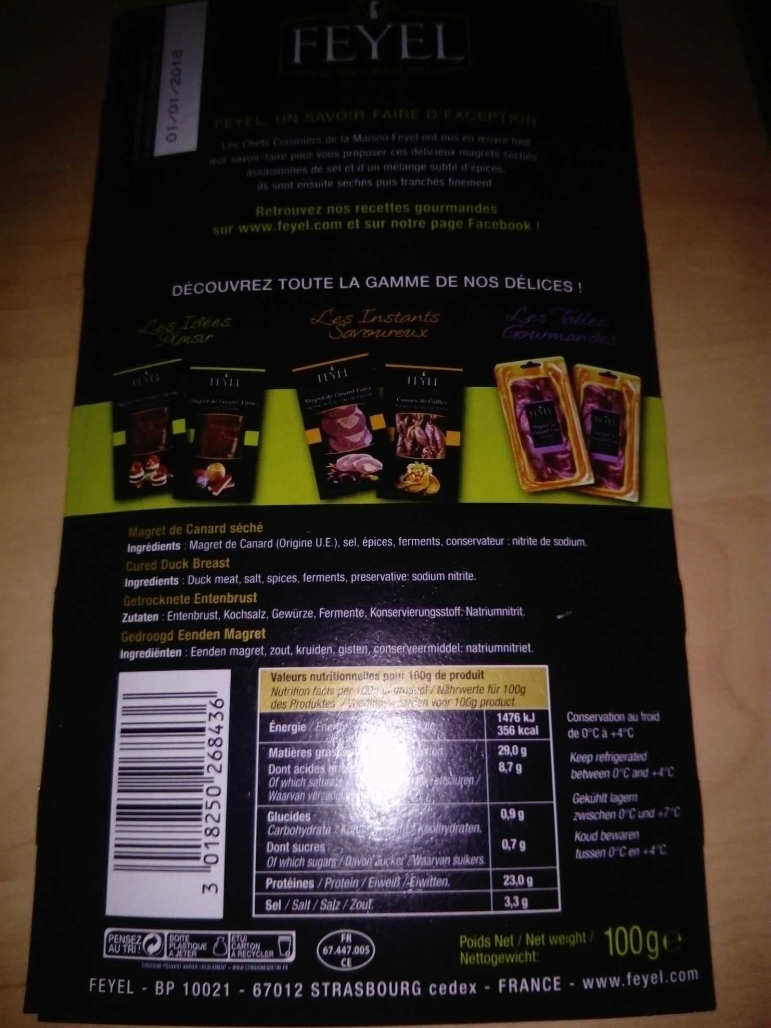 Feyel Magret de Canard Tranché Séché packshot