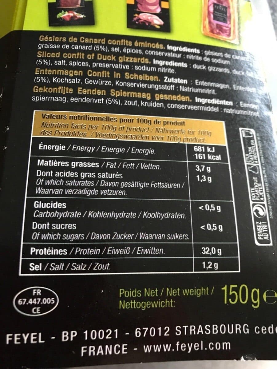 Feyel Gesiers de canard confits eminces FEYEL packshot