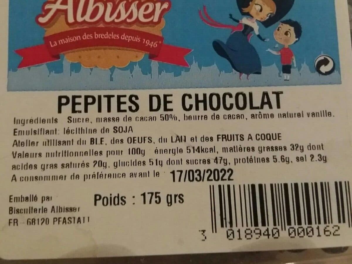 Biscuiterie Albisser Pépites de chocolat packshot