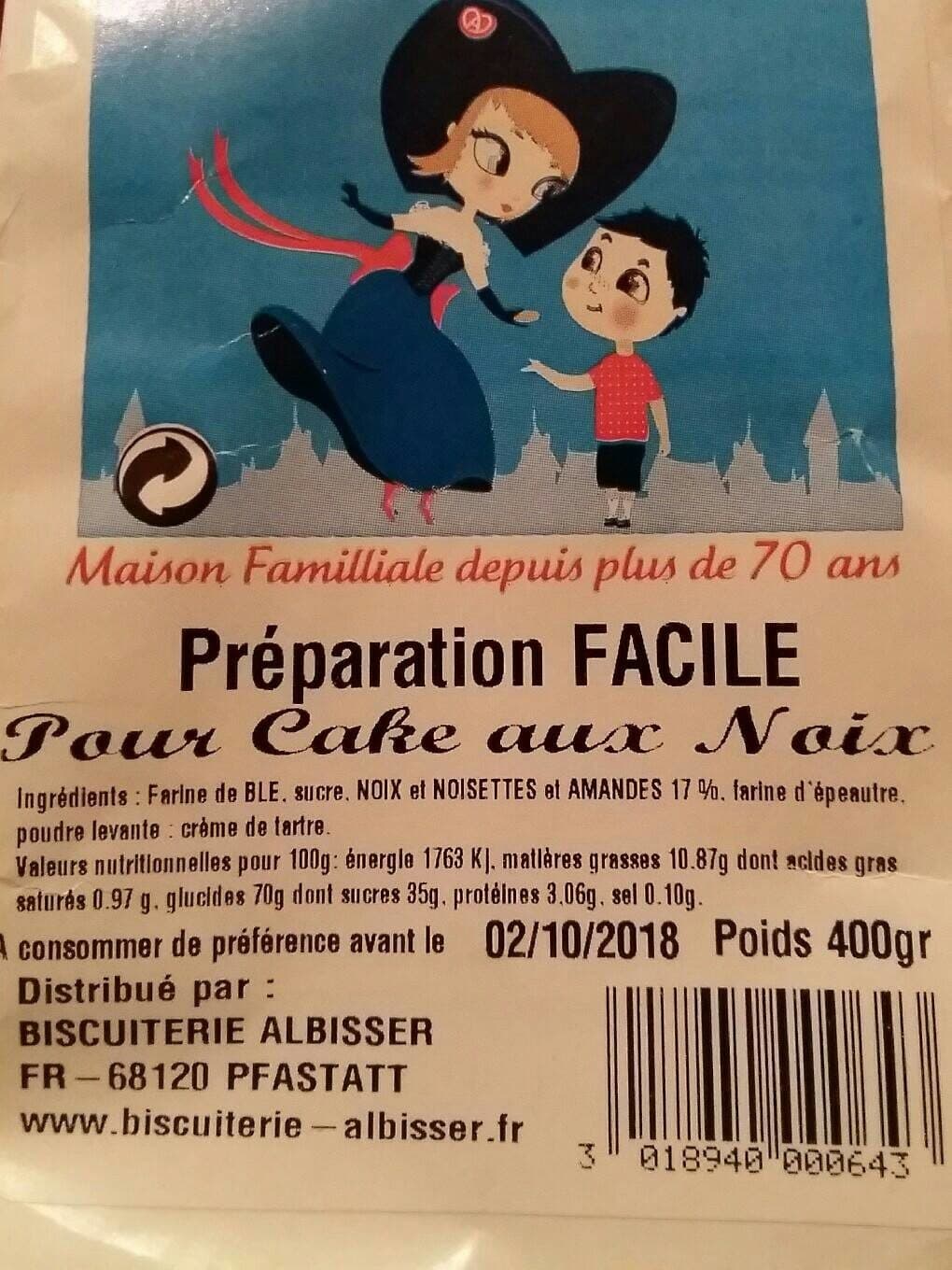 Albisser Préparation pour cake aux noix packshot