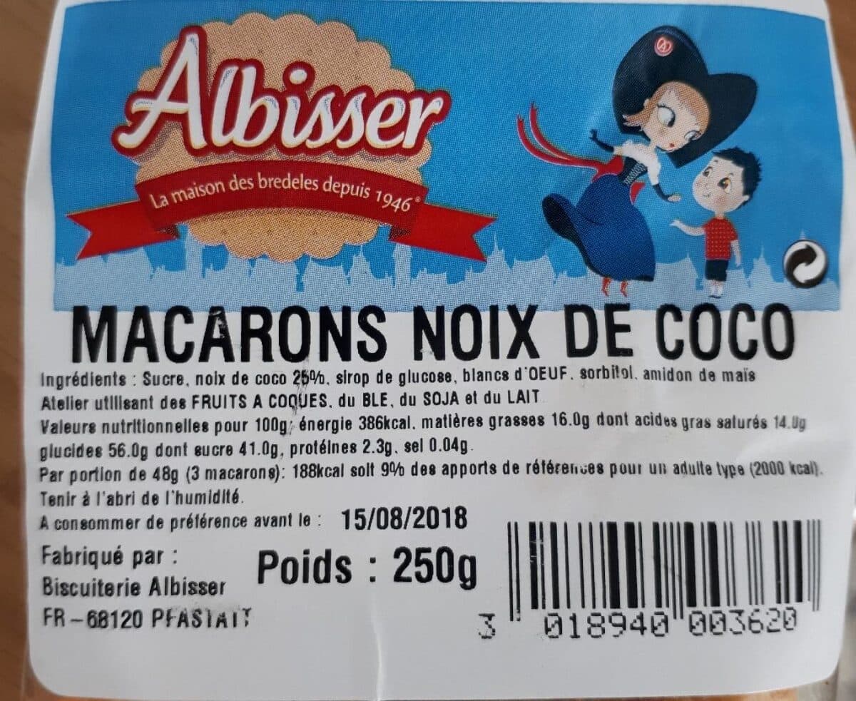 Open Food Facts Macarons noix de coco packshot