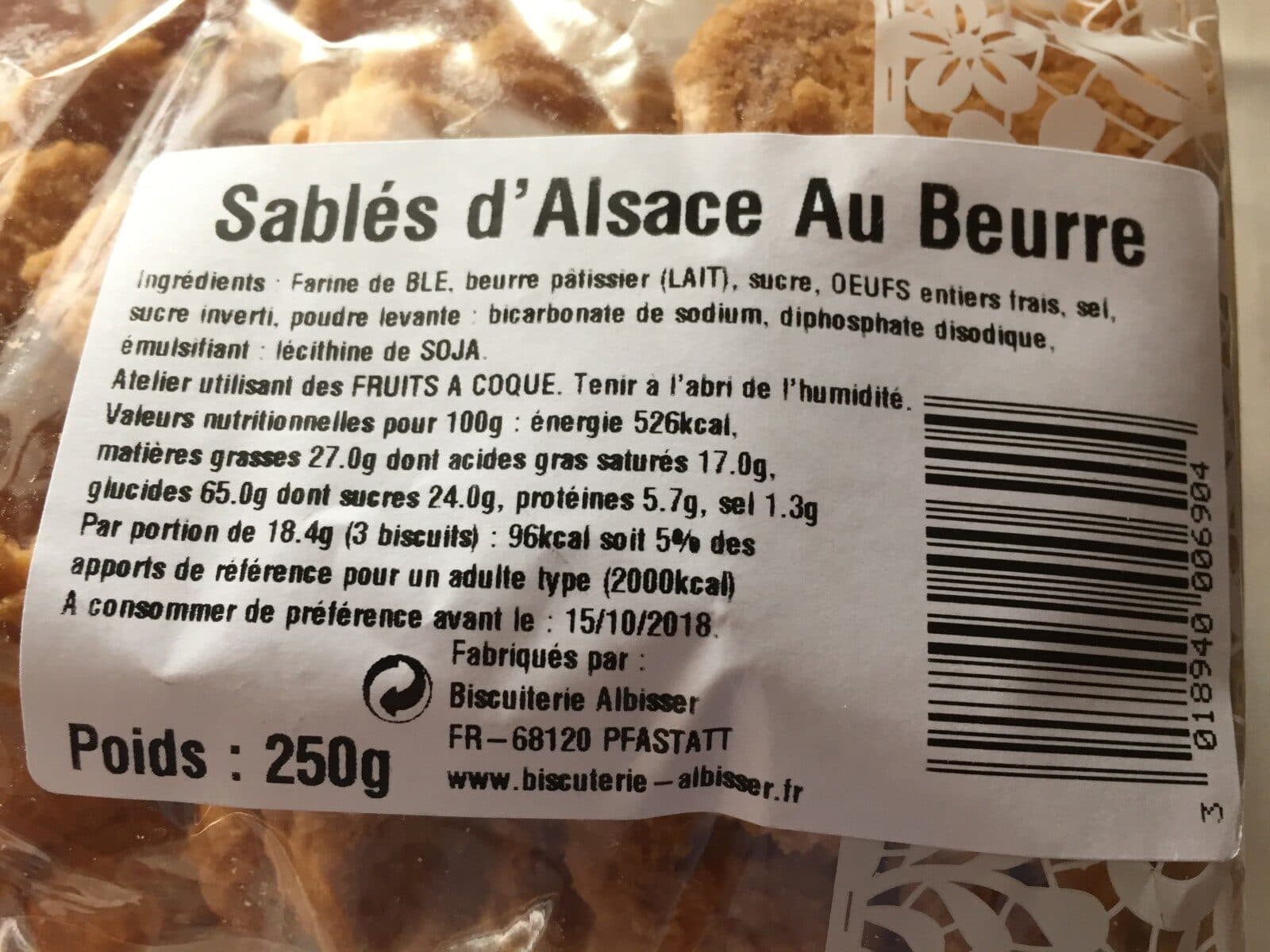 Open Food Facts Sablés d'Alsace au beurre packshot