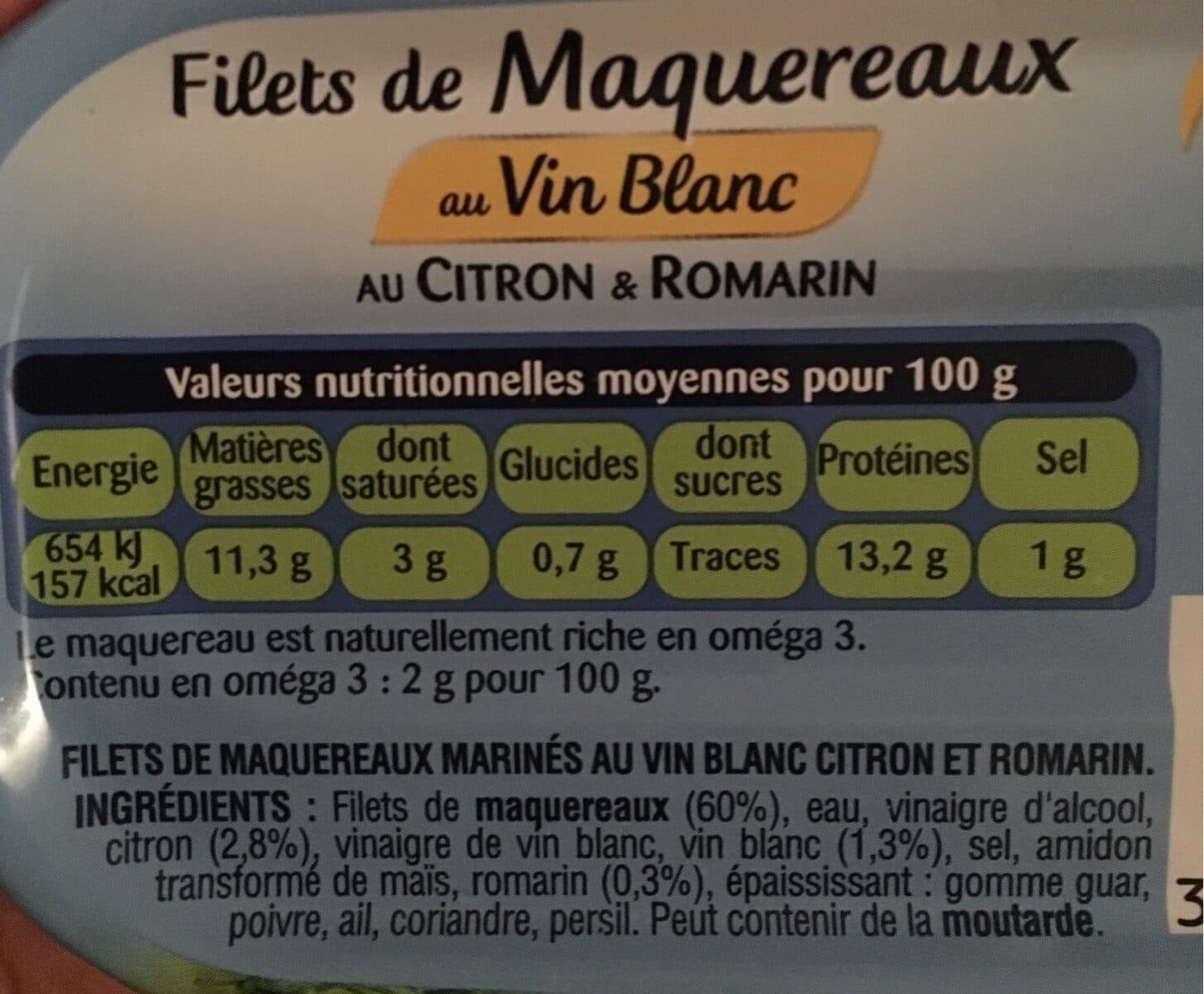 petit navire Filets de maquereaux vin blanc citron et romarin packshot