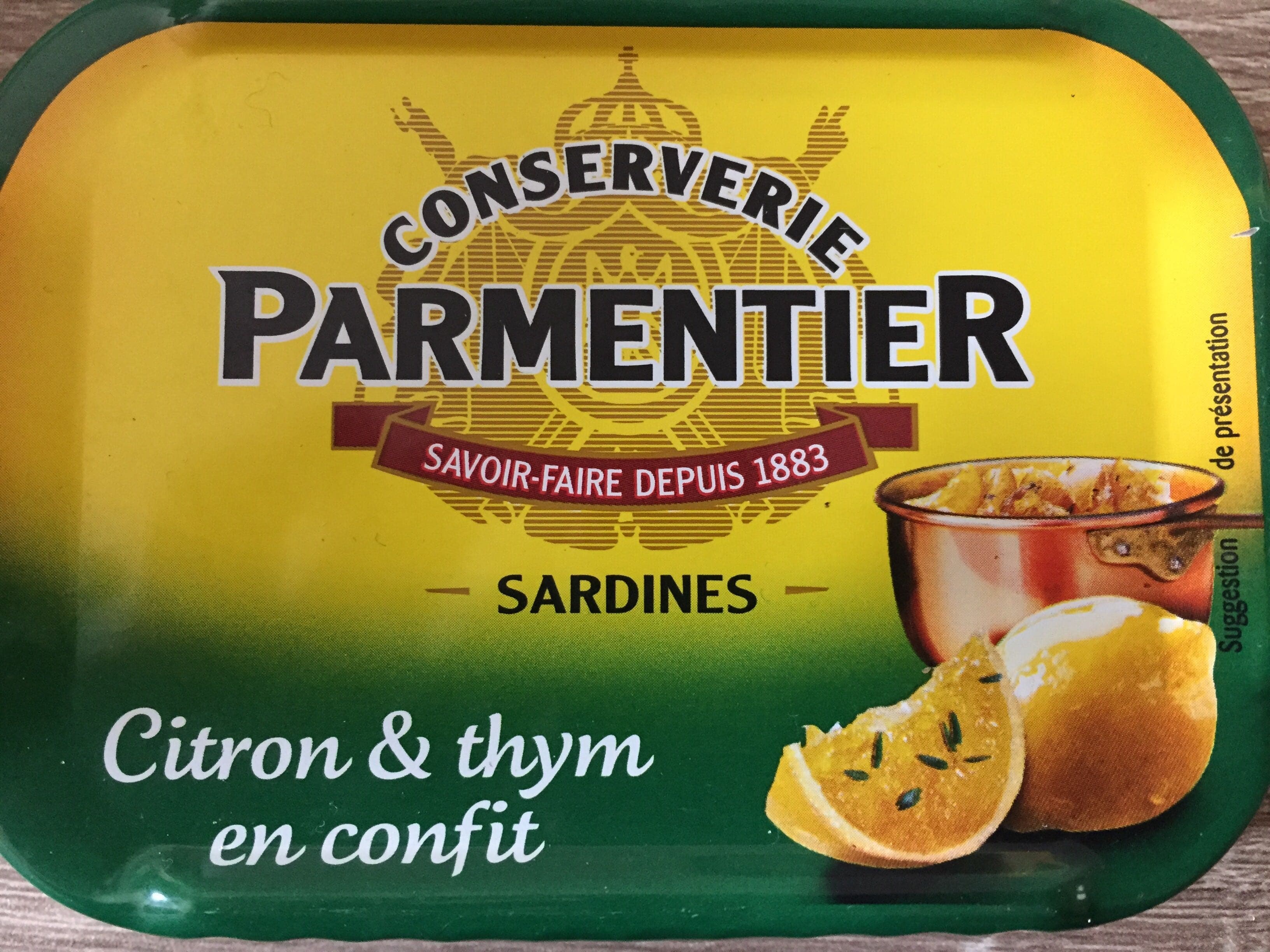 Conserverie Parmentier Sardines citron & thym en confit packshot