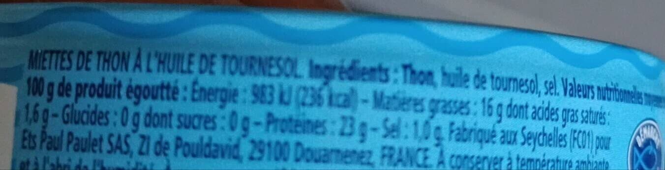 Petit navire Miettes de thon à l huile de tournesol packshot