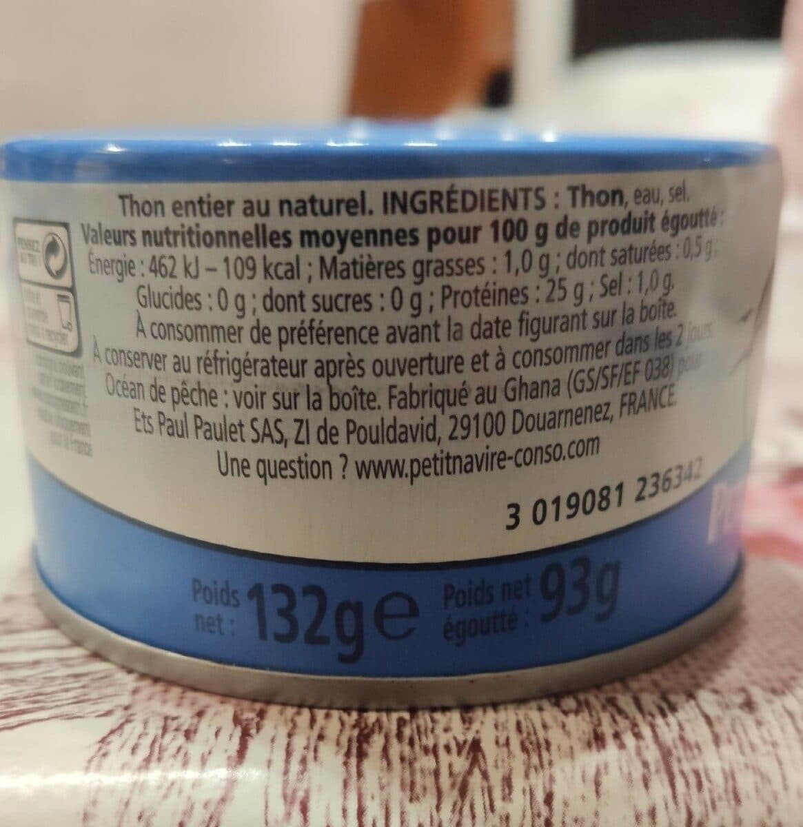 Petit Navire Thon au Naturel packshot