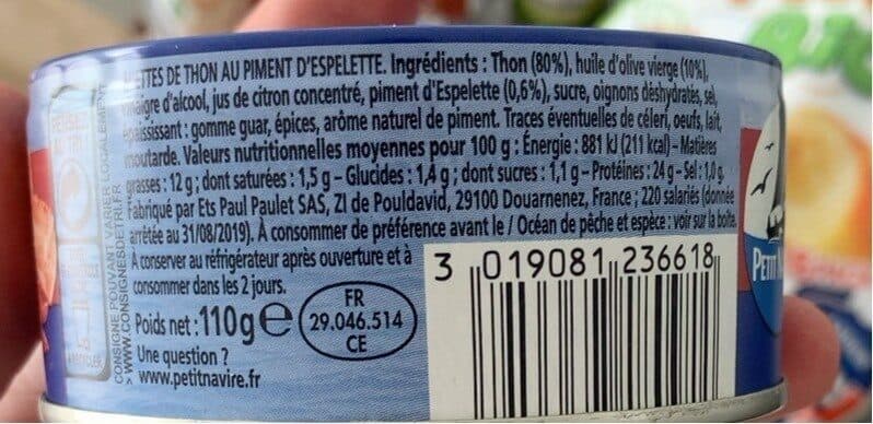 Petit navire Émietté de thon LE MARINE piment d'espelette packshot