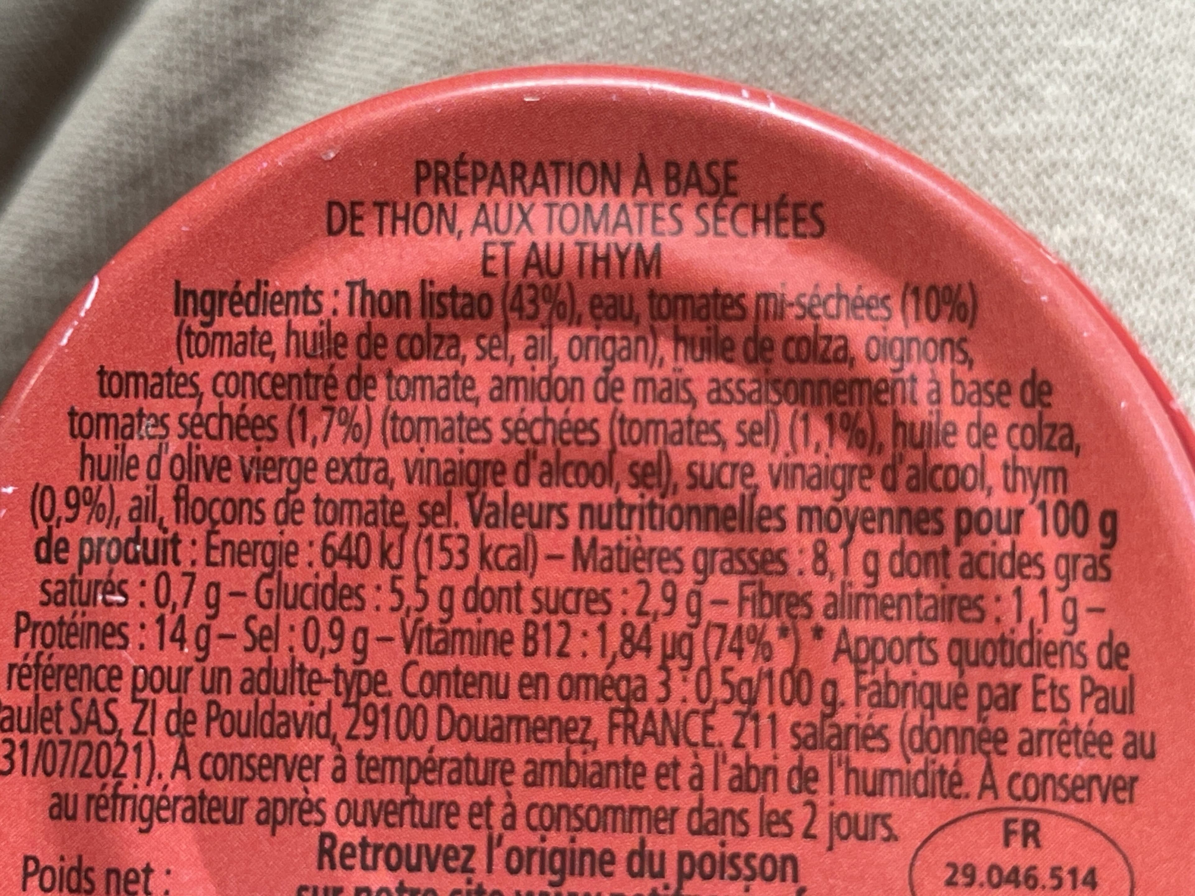 Petit Navire Tartinades de thon, tomates séchées et thym packshot