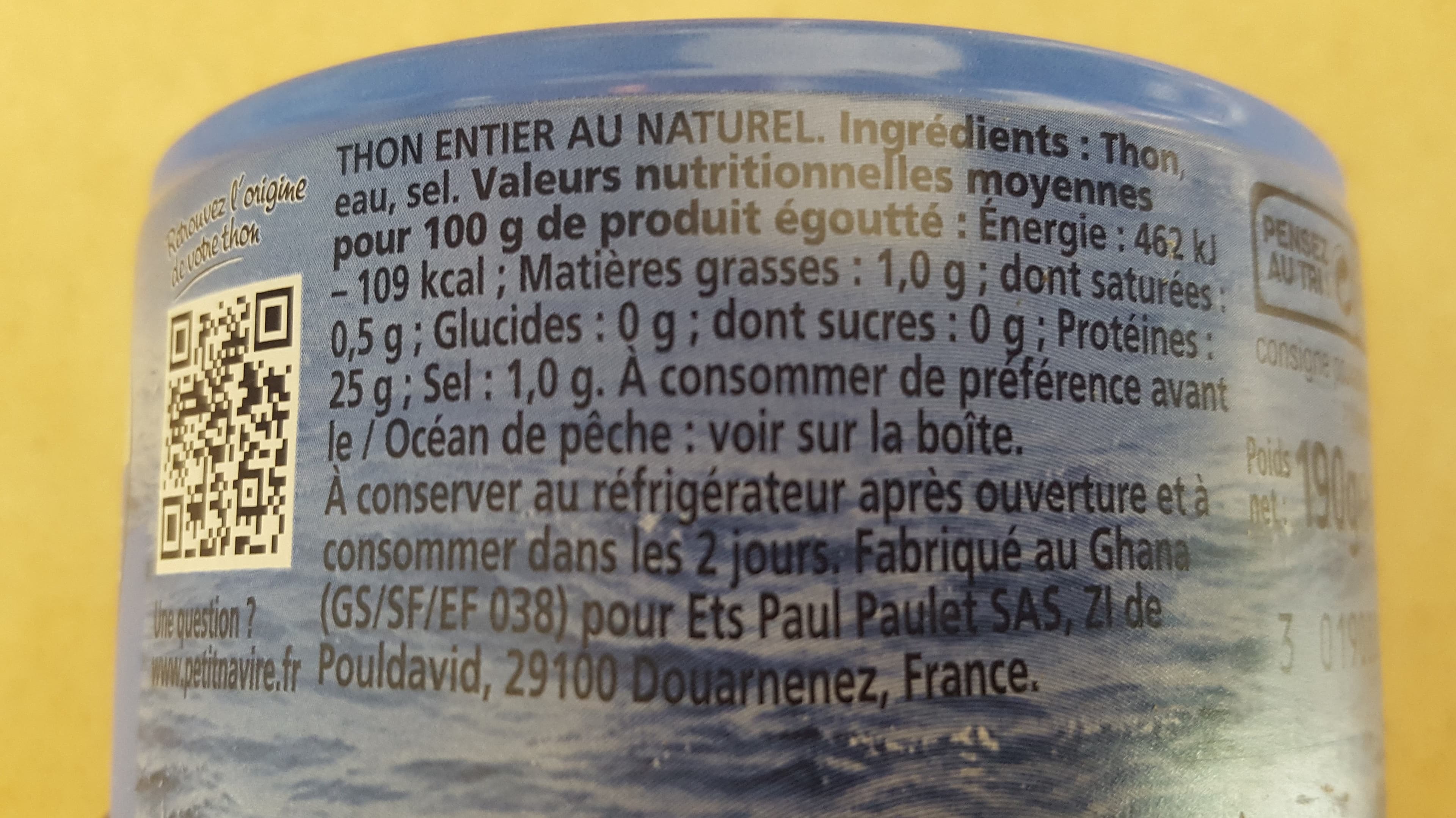 MWBrands/Ets Paul Paulet Thon Entier au Naturel packshot