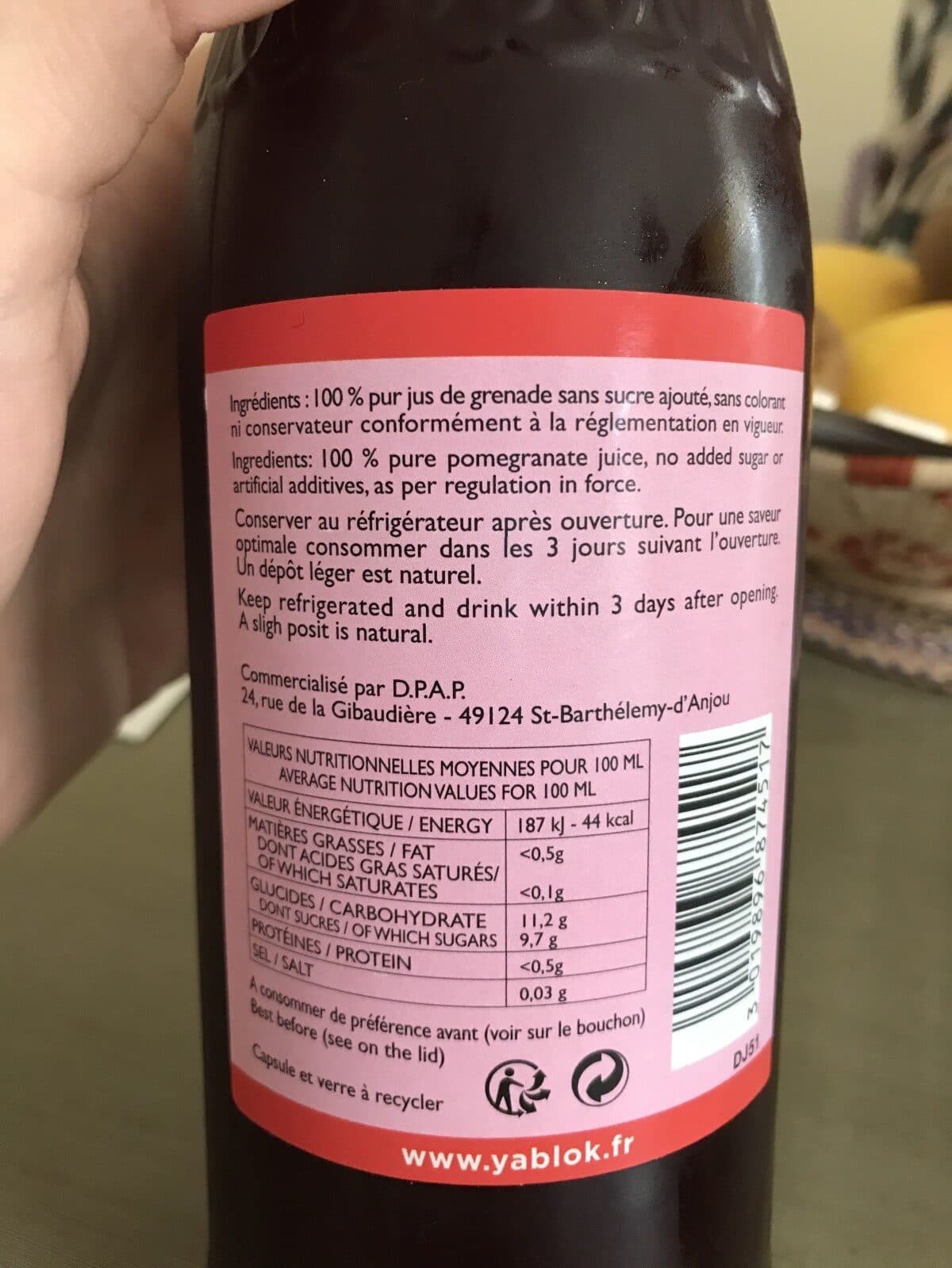 Yablok Jus de grenade packshot