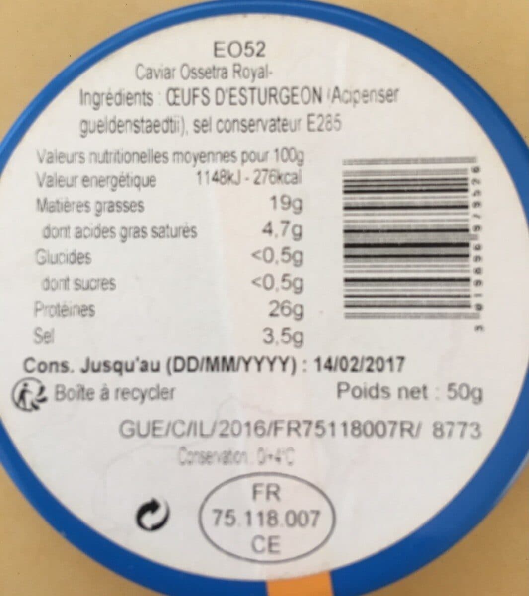 Petrossian Caviar malossol packshot