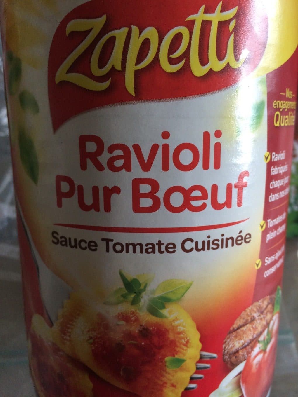 Zapetti Ravioli pur bœuf, sauce tomate cuisinée packshot