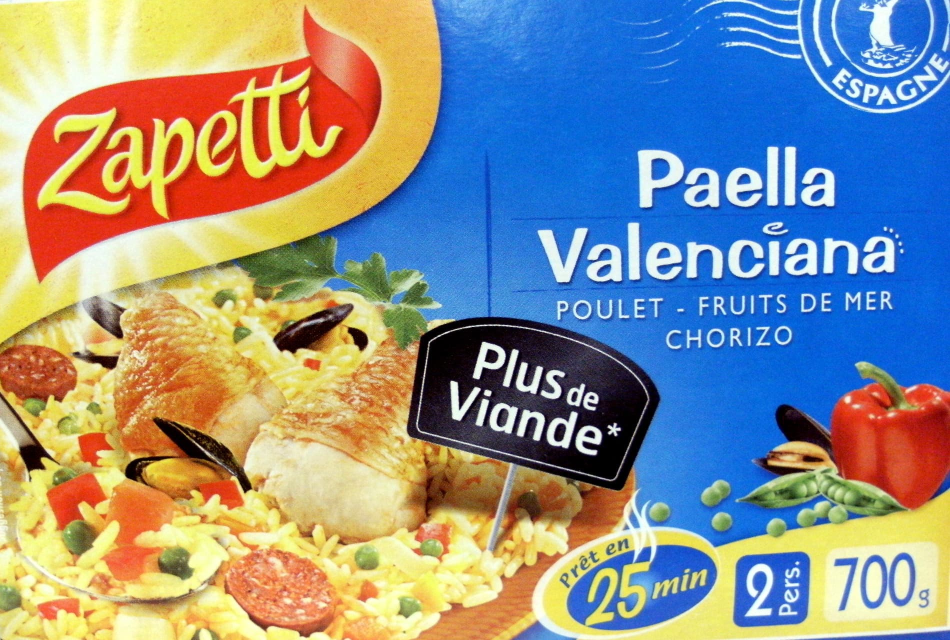 Zapetti Paella Valenciana - Poulet, Fruits de mer, Chorizo - (2 Pers.) packshot