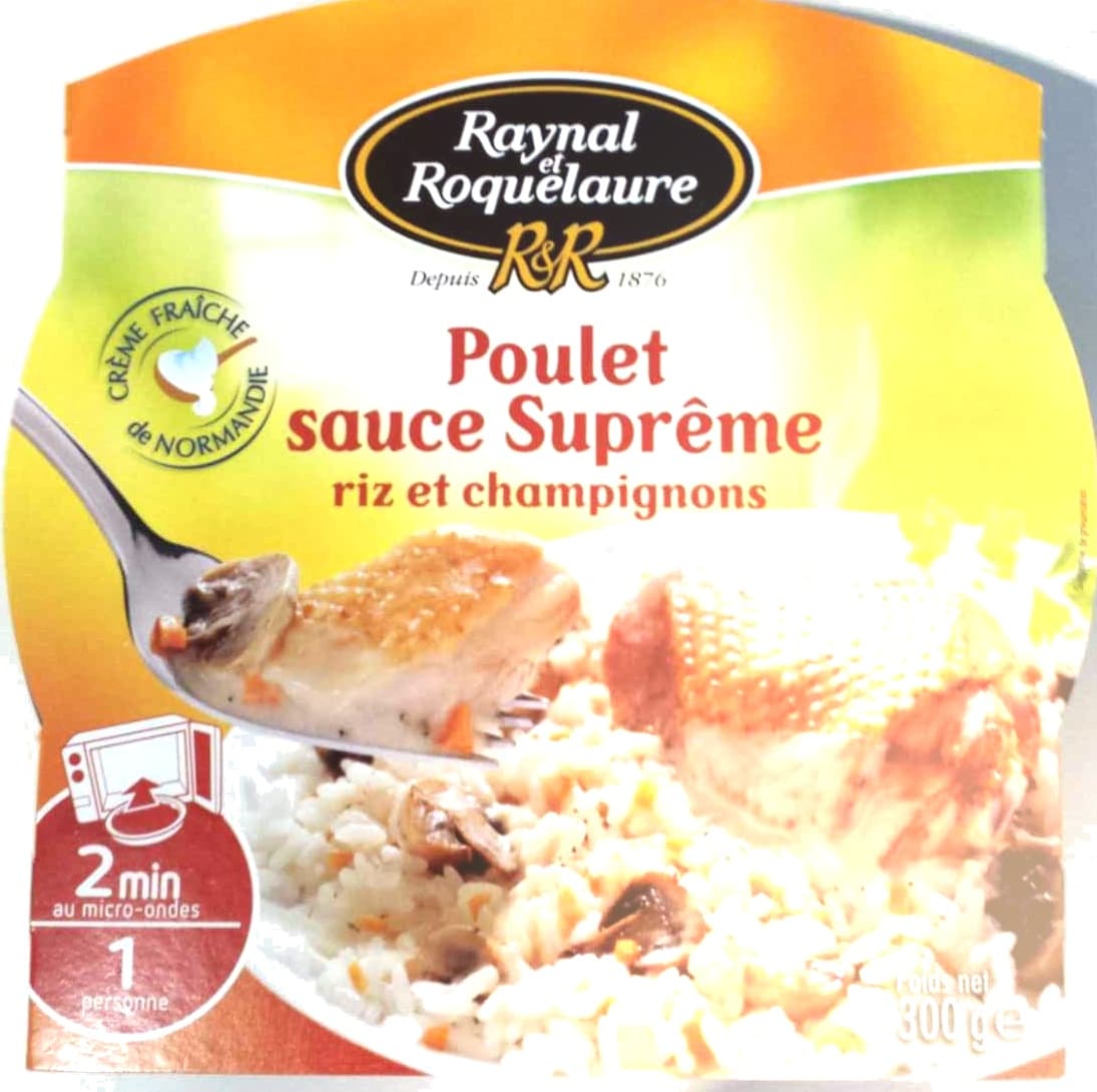 Raynal et Roquelaure Poulet sauce Suprême riz et champignons packshot