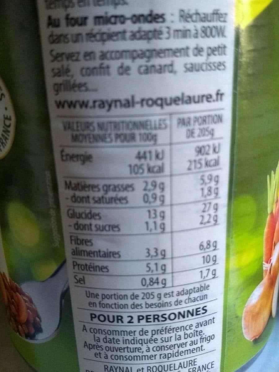 Raynal et Roquelaure Lentilles vertes tendres carottes et oignons cuisinés packshot