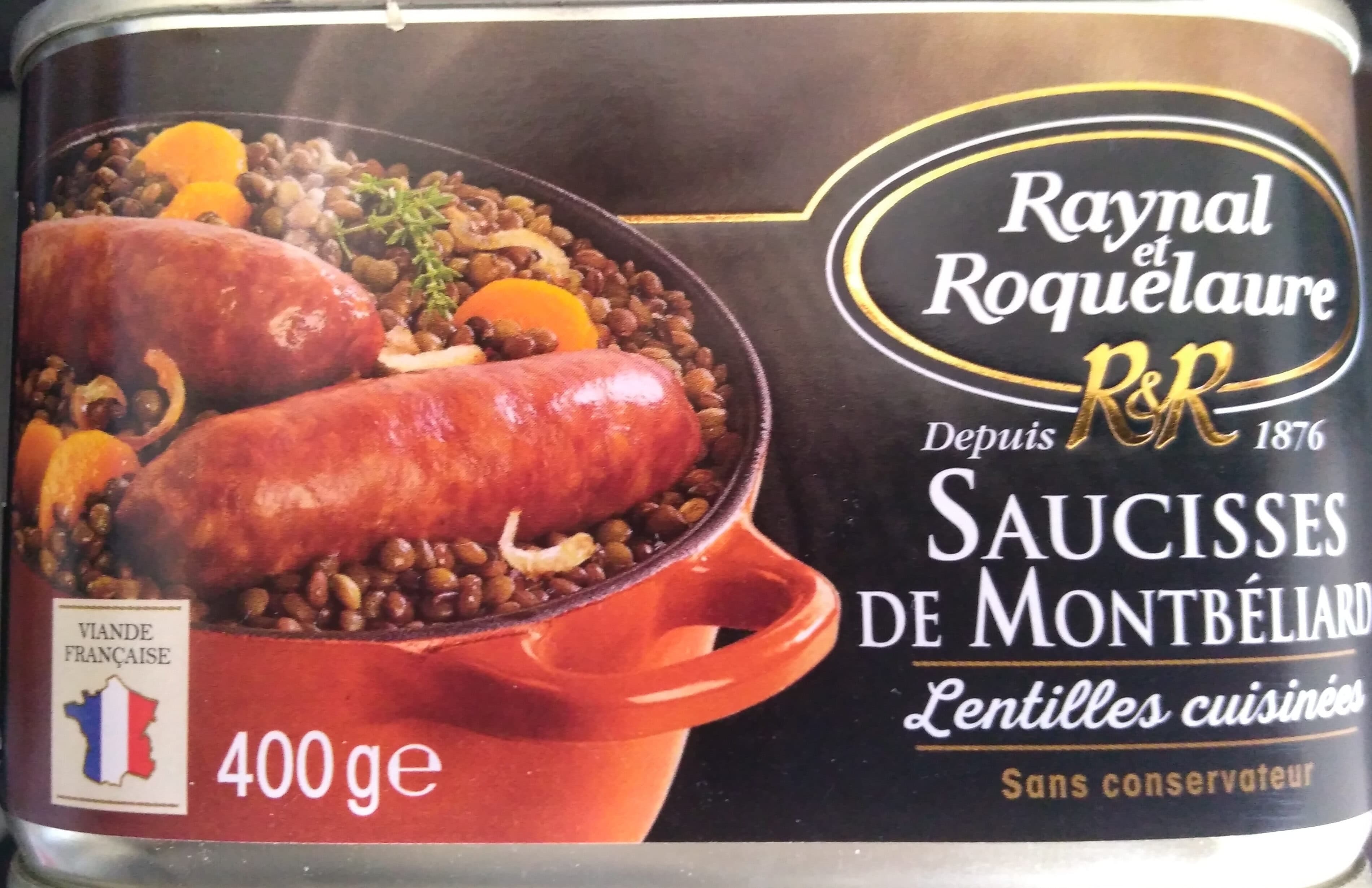 Raynal et Roquelaure Saucisses de Montbéliard - Lentilles cuisinées packshot
