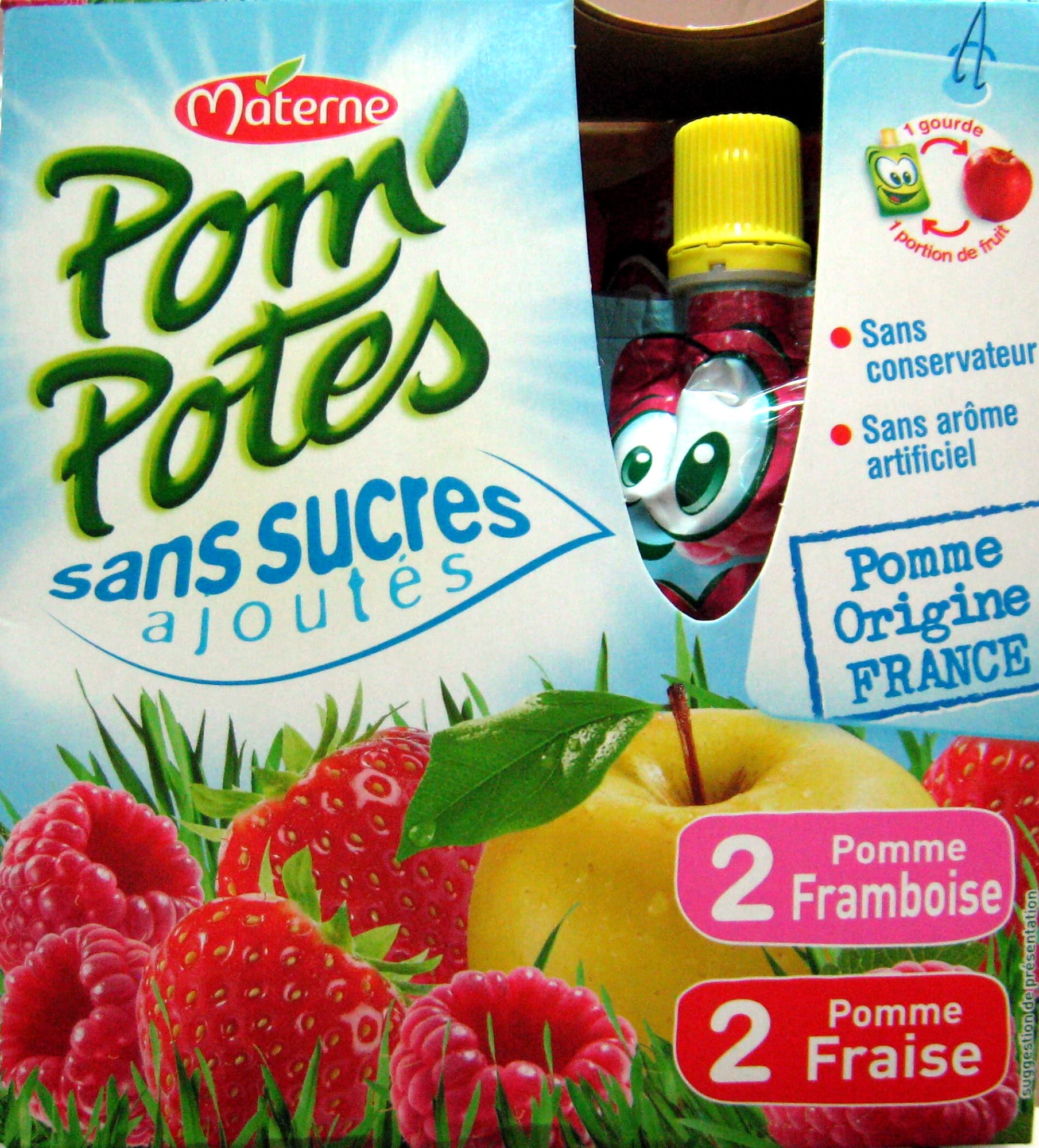 Materne Pom'Potes pomme framboise et pomme fraise packshot