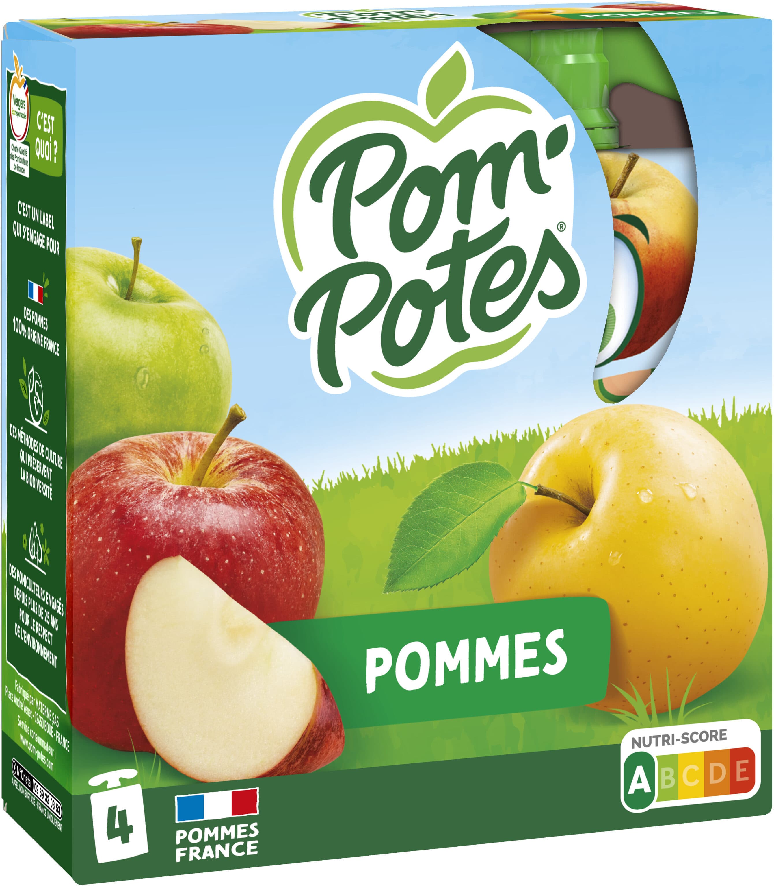Classique POM'POTES Compotes Gourdes Pomme Nature 4x90g packshot