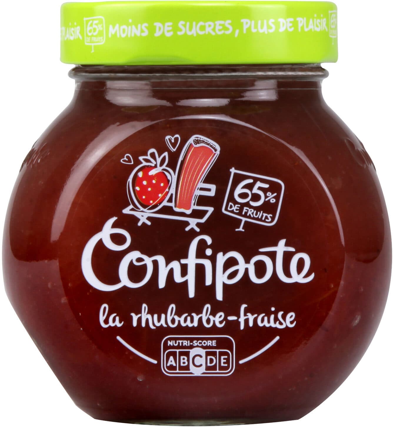 confipote CONFIPOTE Confiture allégée en sucres Pot Fraise&Rhubarbe 350g packshot