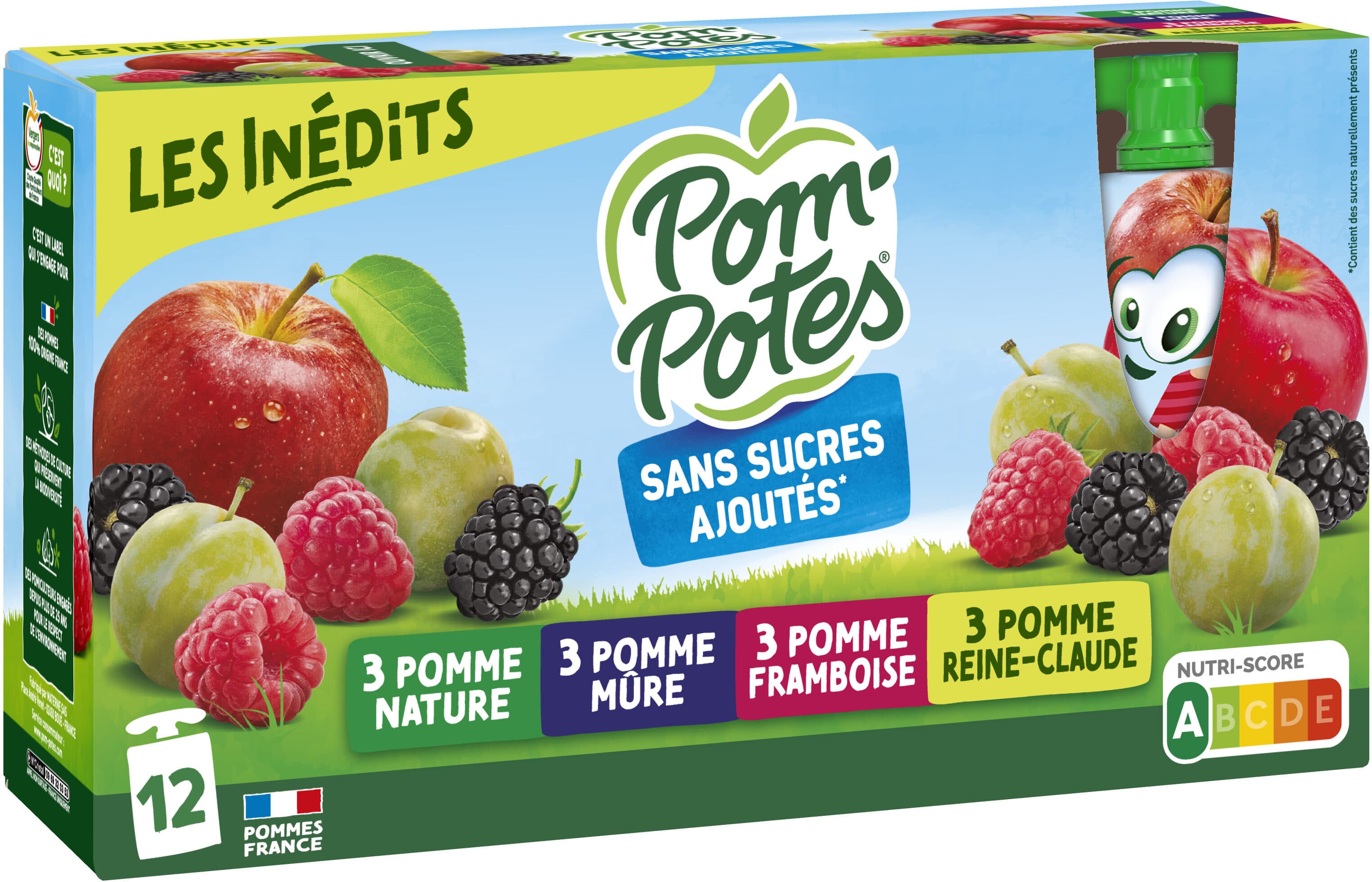 materne POM'POTES Compotes Gourdes Multivariétés Les Inédits 12x90g packshot