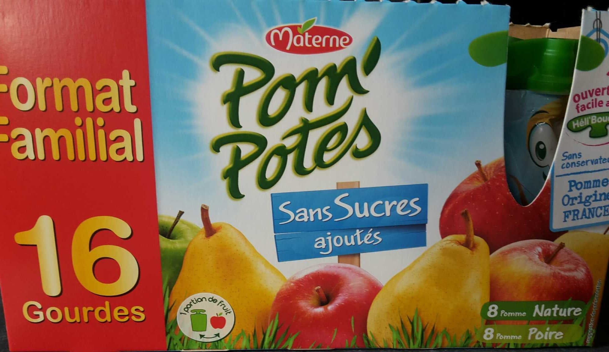 Materne Pom'potes ssa 8 pom & 8 pomme poire 16 x 90 g. format familial packshot